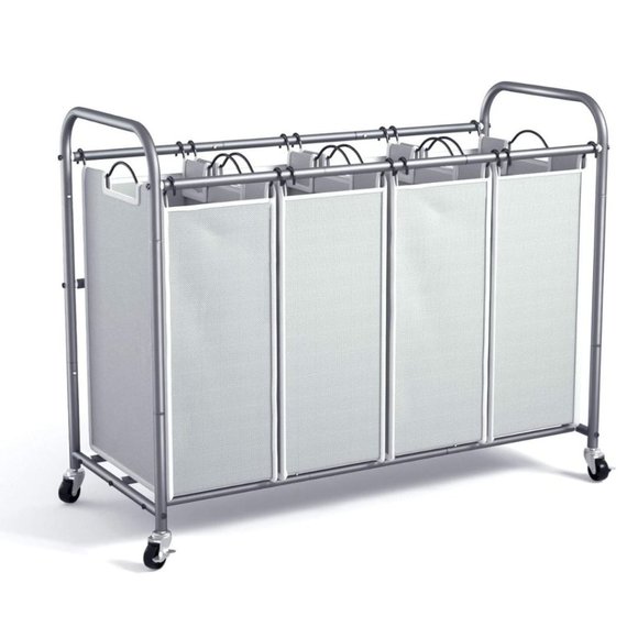 4 Bag Laundry Sorter Cart Laundry Hamper Sorter with Heavy Duty Rolling Wheels